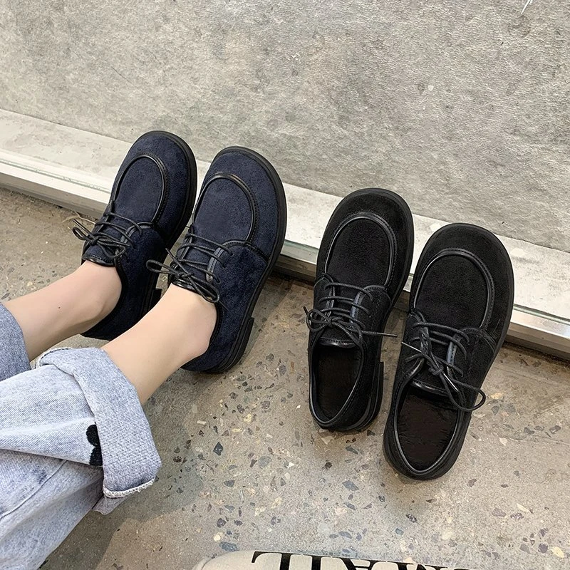 

Japanese Harajuku Big Head Doll Shoes Lace-Up Casual Shoes Retro Literary Short Boots Thick-Sole Boots Motorcycle Boots