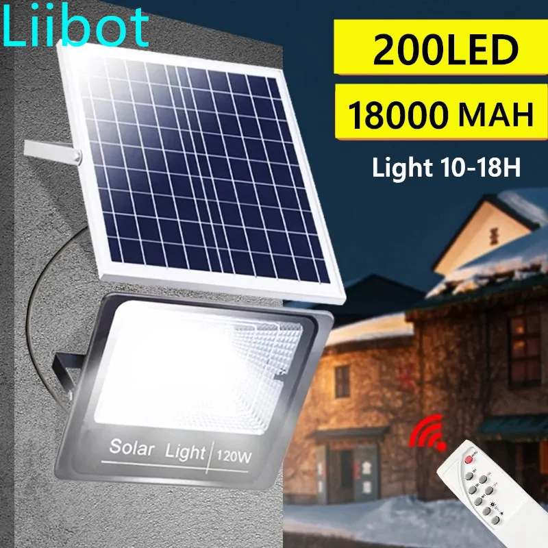 

44/200LED Solar Light Outdoor Remote Control Waterproof For Garden Path Street Landscape Spotlight Wall Solar Powered Flood Lamp
