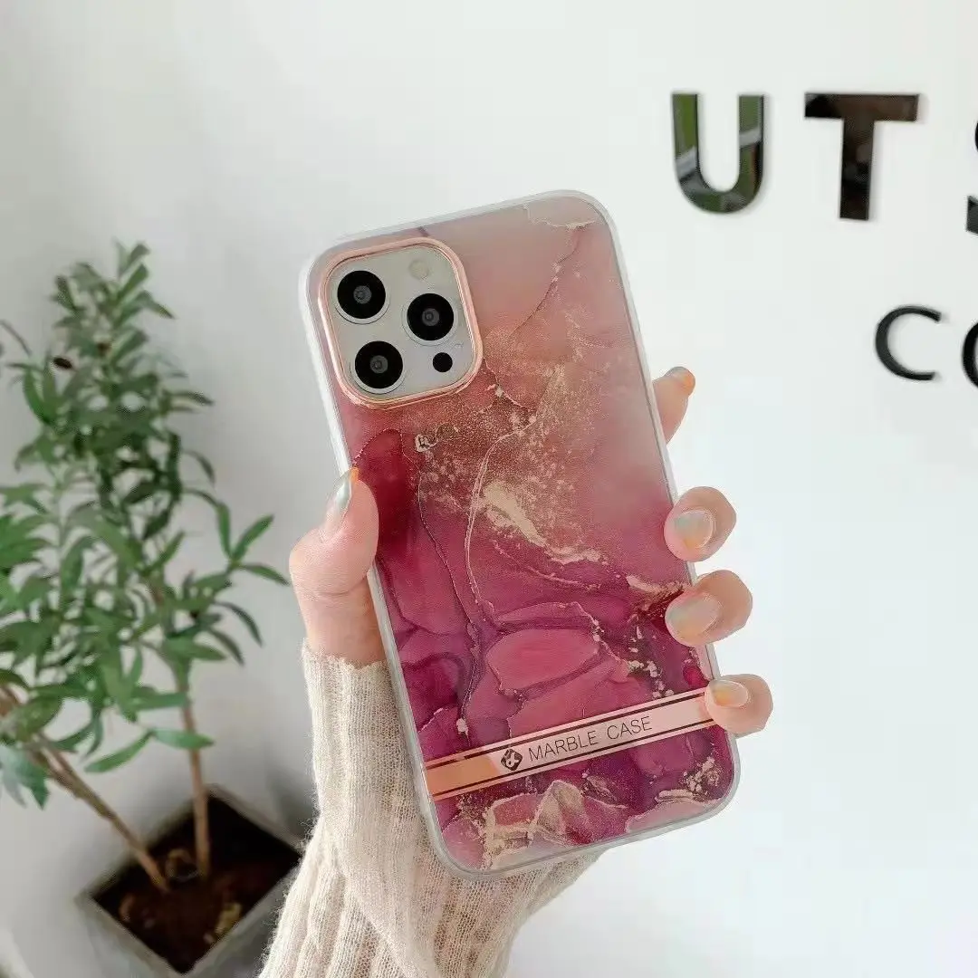 

Luxury Overgild Vintage Marble Phone Case For iPhone11 12 Pro Max Mini X XR XS 6 7 8 Plus SE Transparent Silicone Cover Fundas