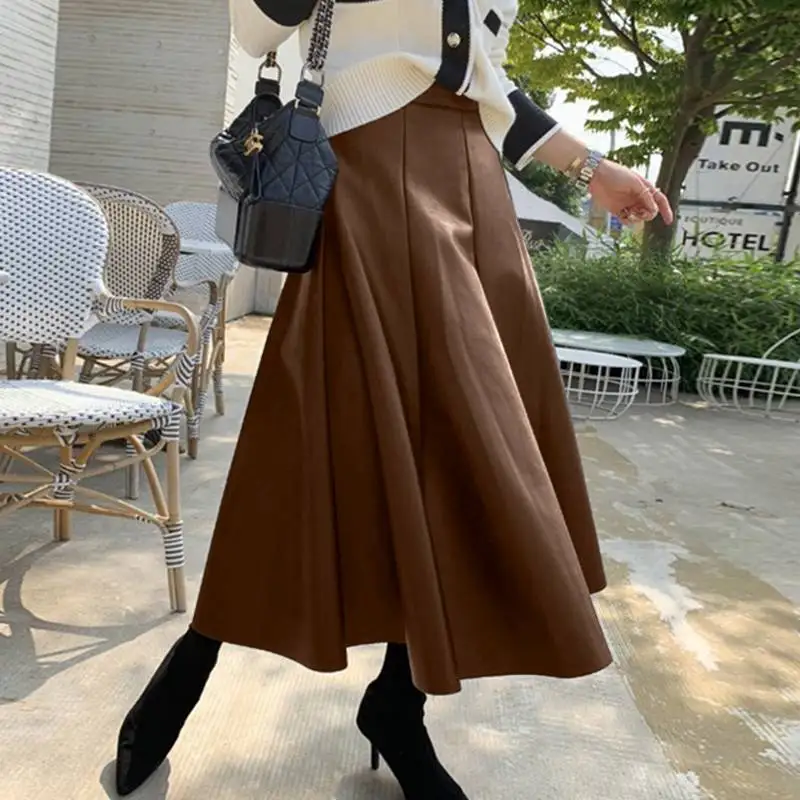

Модные женские юбки VONDA из искусственной кожи, повседневные однотонные короткие юбки, Женская свободная летняя уличная одежда, женские боге...