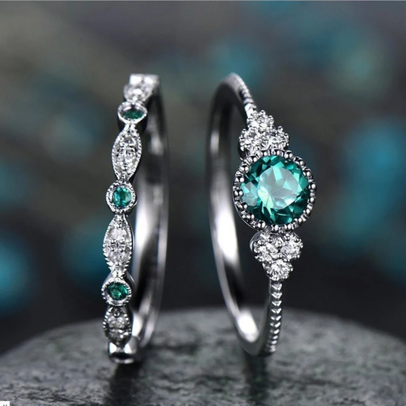 

Novo 925 anel de prata esterlina incrustada esmeralda zircÃ£o anel de casamento anel feminino alta jÃ³ias presente