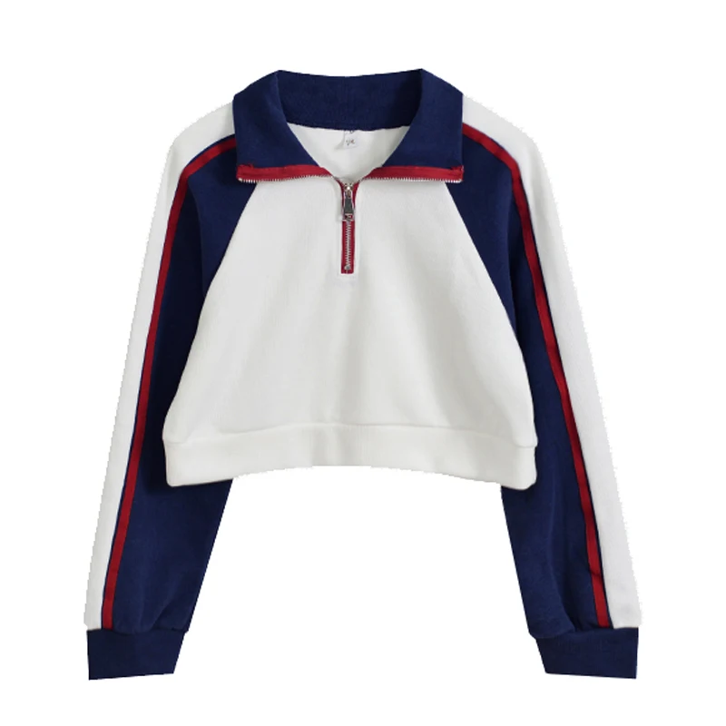 PERHAPS U женские свитшоты с воротником-стойкой на молнии Короткие укороченные