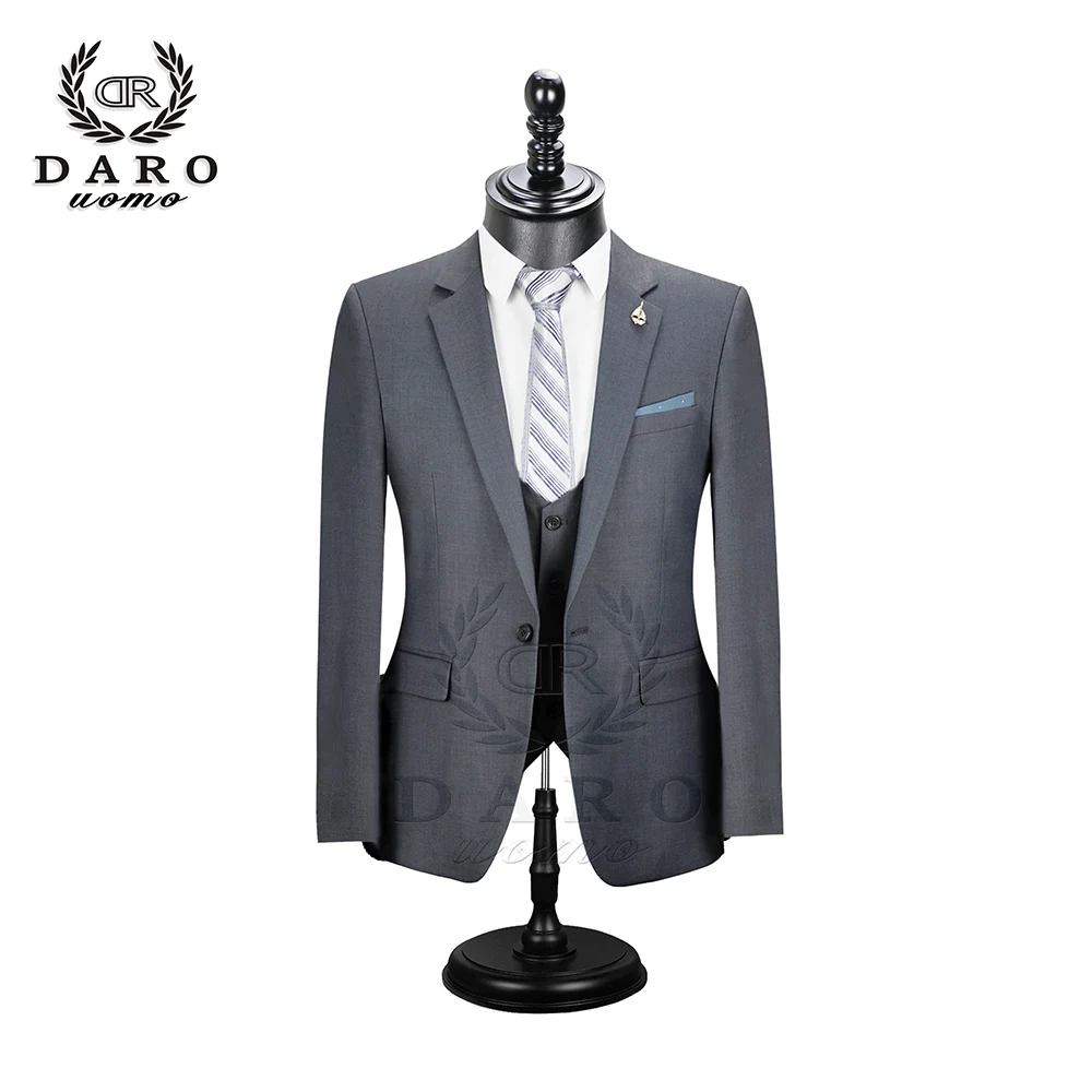 Даро мужские костюмы Slim Fit пиджак брюки жилет для работы в деловом стиле и для свадьбы комплект из 3 предметов DR6158 - Цвет: DRV6158-3