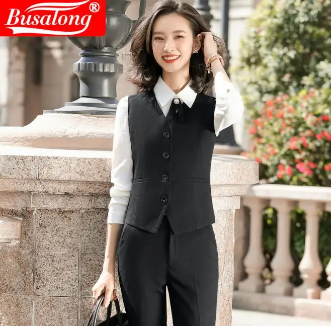 Модный деловой однотонный жилет новинка 2018 рабочая одежда Униформа облегающие