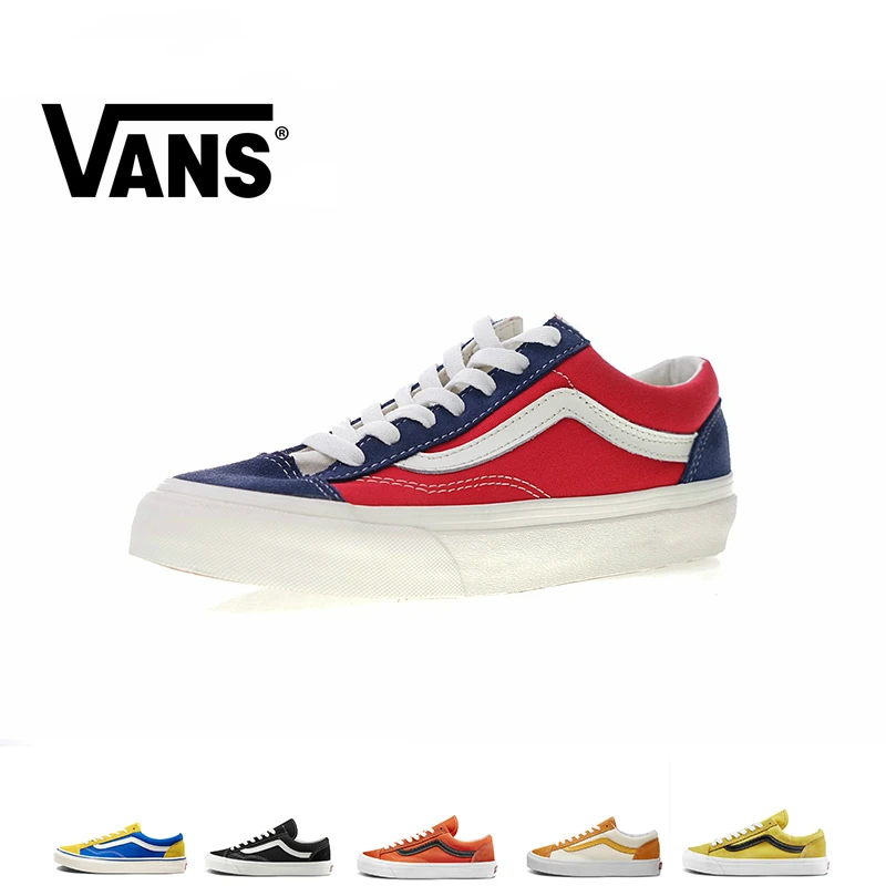 Vans vast OG style 36, мужская и женская обувь, оригинальная аутентичная Классическая обувь в стиле ретро с низким берцем, темно-синий и красный цвета, новинка, VN0A3DZ3UBL