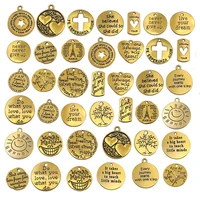 20pcslot gold inspirational word tags alloy pendant charms blessed fearless dream hope charms alloy jewelry making accessories