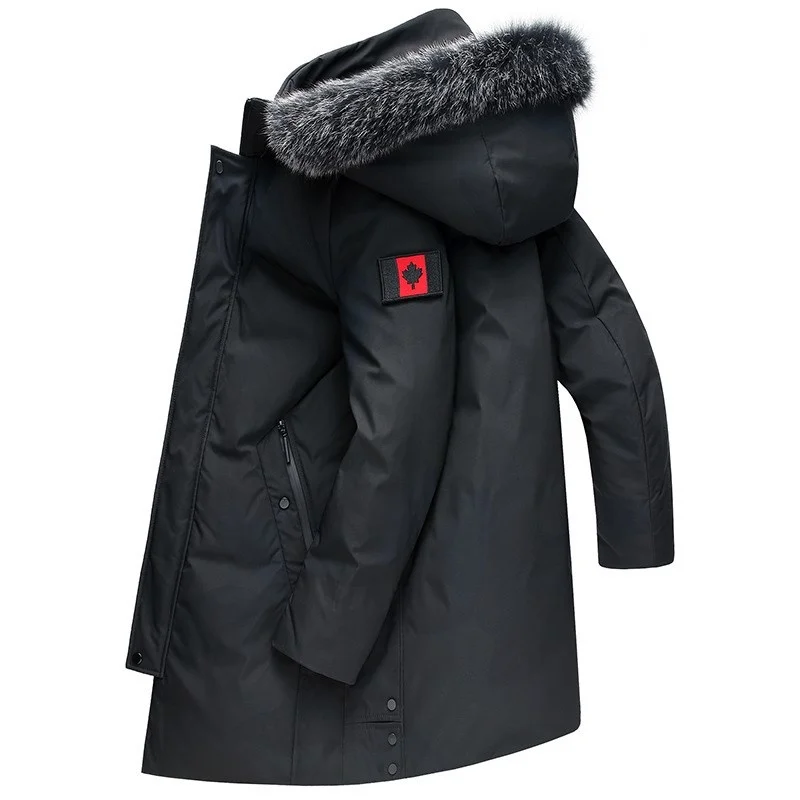 

Fashion Men New Winter Warm Fox Fur Collar Canada Zipper Decoration Hooded Parka Down Jacket 83190365