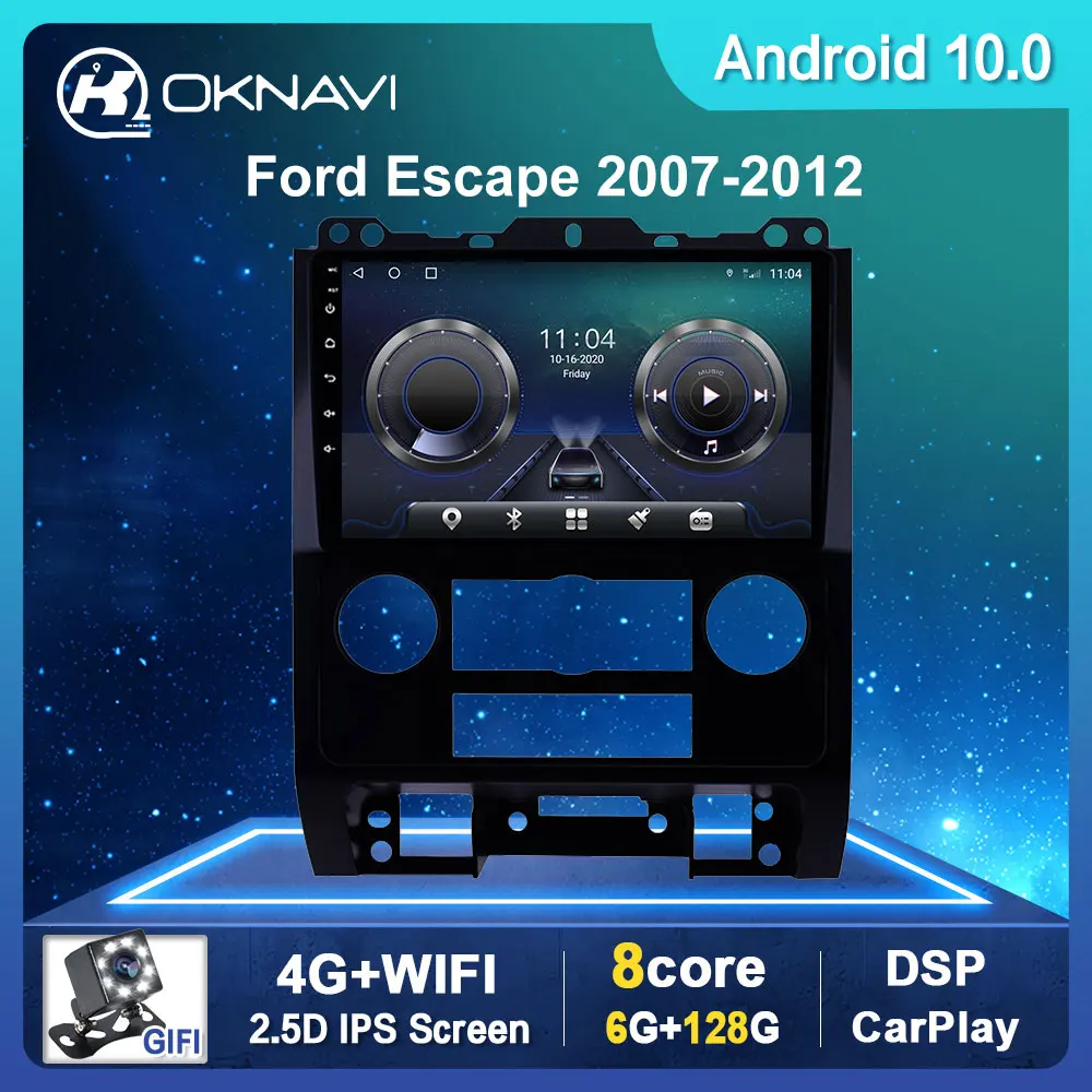 

Автомагнитола 2 din на Android 10,0 для Ford Escape 2007-2012, видеоплеер с навигацией, GPS, камерой, Wi-Fi, BT, радио, без dvd, CD-проигрыватель