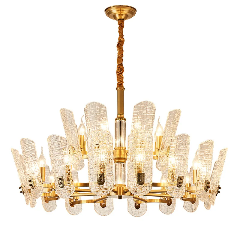 В европейском стиле с украшением в виде кристаллов Стекло люстра Медь база