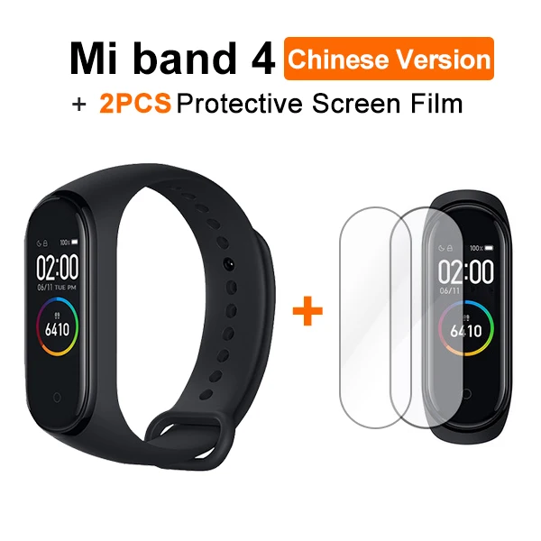 CN add Add 2PCS Film Новейший Xiaomi mi band 4 смарт фитнес браслет Bluetooth 5,0 цветной экран 135 мАч 50 м плавание mi ng водонепроницаемый - Цвет: CN add Add 2PCS Film