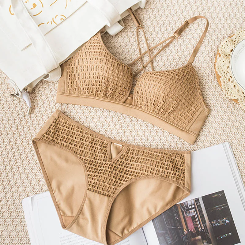

Roseheart Women Fashion Khaki Lace Padded Bra Sets Bralette Panties Wireless Straps Underwear Sexy Lingerie Sets A B Japanese
