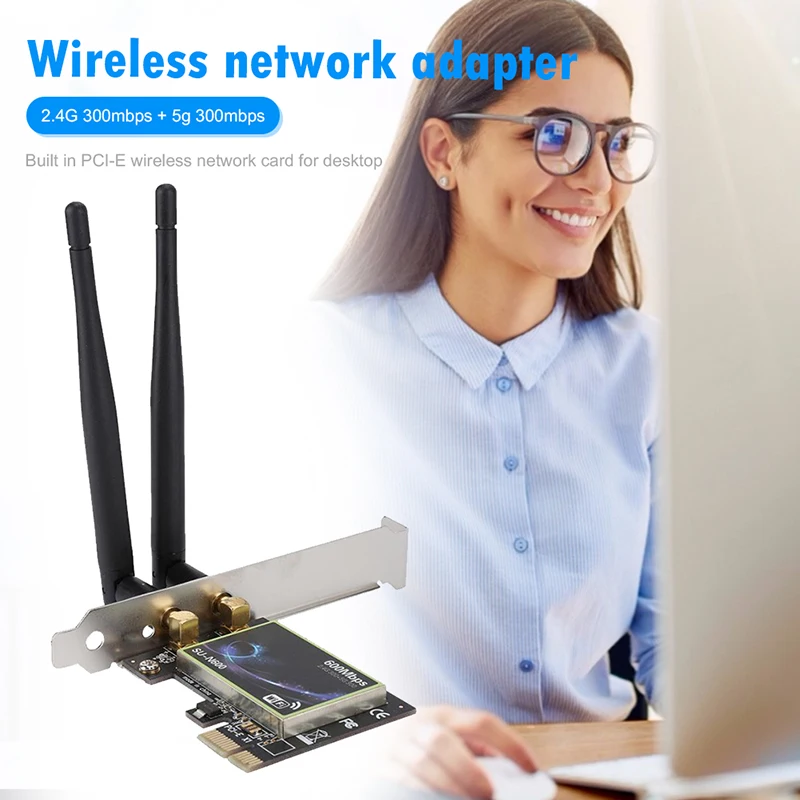 

Dual Band 600Mbps PCI-E Wireless Network Card SU-N600 2.4G/5G Dual Band 600M PCI-E Gigabit Ethernet Desktop Network Cards NEW