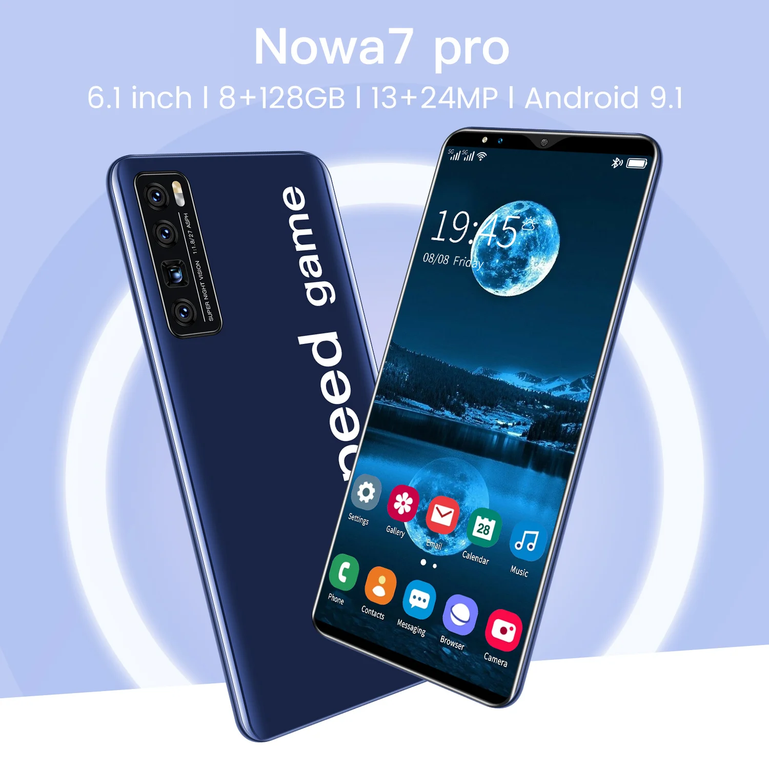 

Nowa 7Pro Deca Core 8+128GB 13+24MP Andriod 9.1 Smart Phone 6.1 Inch Face Fingerprint ID Dual SIM+Micro SD Cellphones MTK6889