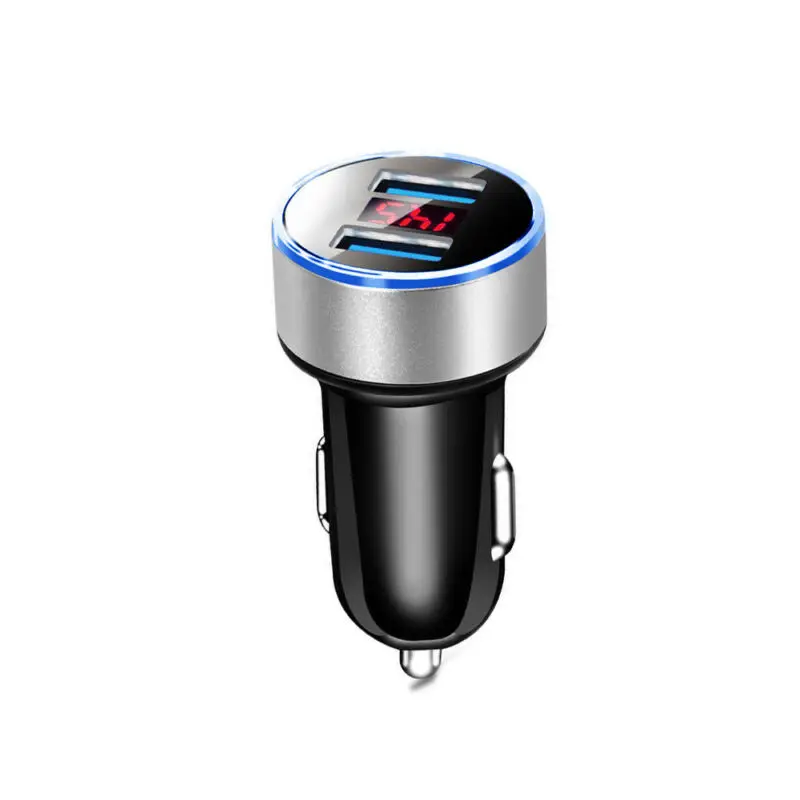 Серебристый Автомобильные аксессуары двойной USB Профессиональный 3.1A автомобильное зарядное устройство 2 порта ЖК-дисплей 12-24 в Зажигалка на электропитании для смартфона - Название цвета: Серебристый