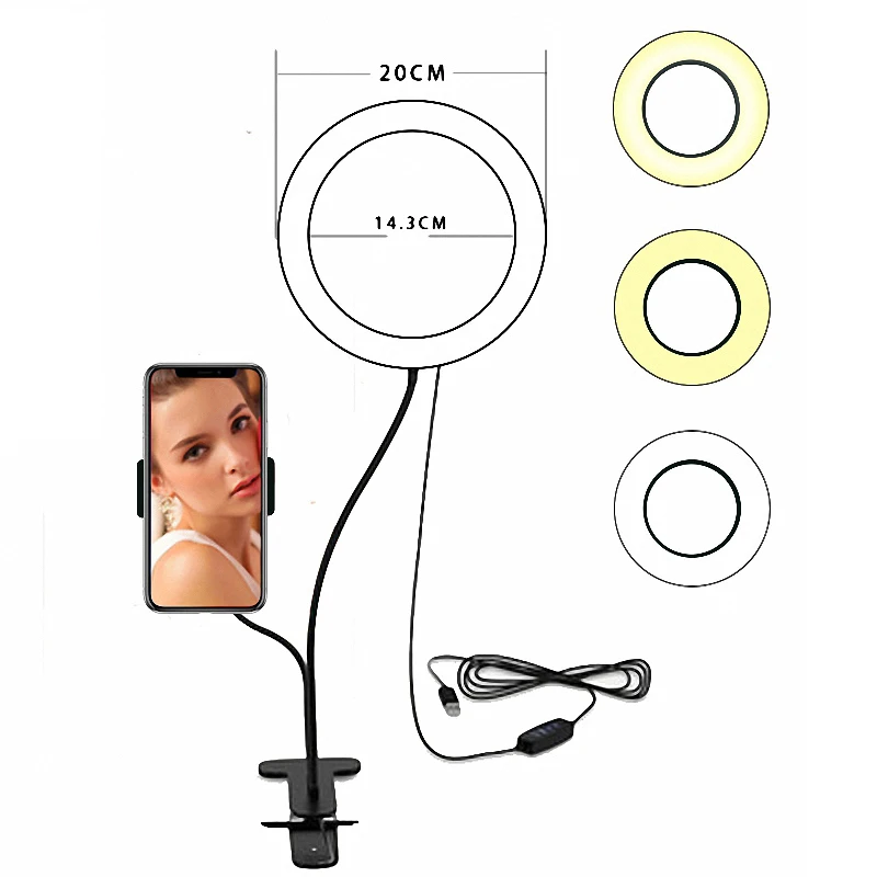 

Desktop Ring Light LED Selfie Ring Light with Tripod Stand and Phone Holder for YouTube Makeup Live Streaming Video