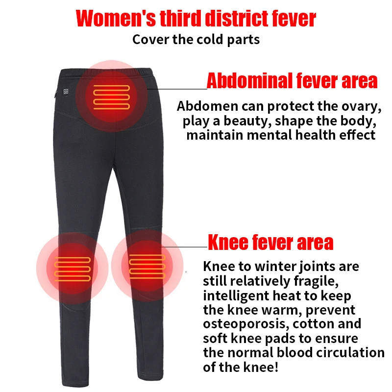 

Electric Heated Warm Pants Men Women USB Heating Elastic Trousers Insulated Heated Temperature Adjustable for Camping Hiking