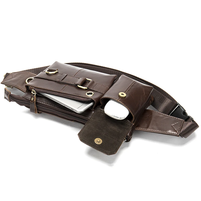 Сумка на пояс WESTAL мужская из натуральной кожи забавная многофункциональная