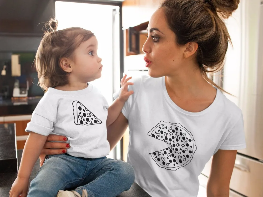 

Семейные комплекты; Футболка с принтом пиццы; KT-2041