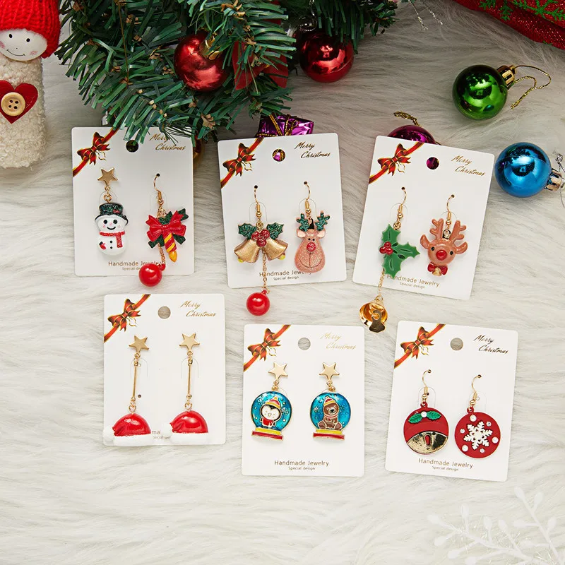 

Dissymmetry Cute Cartoon Patterns Christmas Pendant Hanging Earrings Stud Earrings For Women Girls Holiday Jewelry Gifts