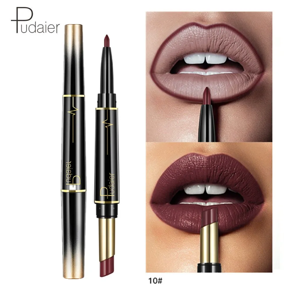 Двухсторонняя матовая губная помада Pudaier водостойкие стойкие помады нюдовая с