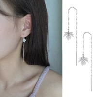 todorova minimalist maple leaf earrings for women long tassel chain dangle earrings ear thread threader oorbellen