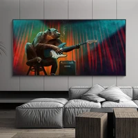 funny art monkey playing guitar canvas paintings art posters and prints animals wall art pictures for living room decor