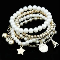 new retro ouro bracelet perle bijoux femme bracciali beads accessori donna charms six piece jewelry multi layer elastic bracelet