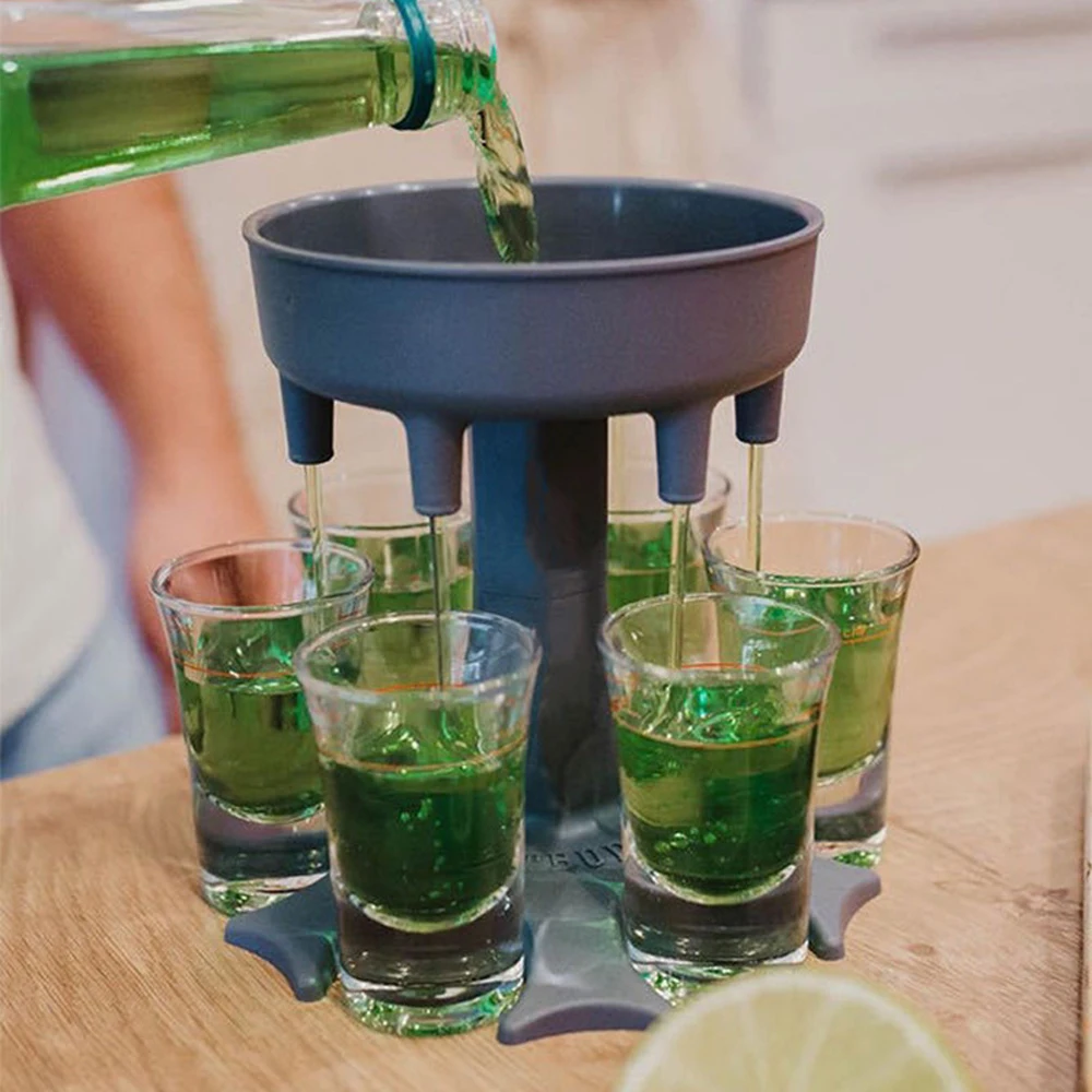 

Liquor Dispenser 6 Shot Glass Wine Whisky Beer Dispenser Holder Drinking Games Tools for Christmas Home Party Bar Shot Glass