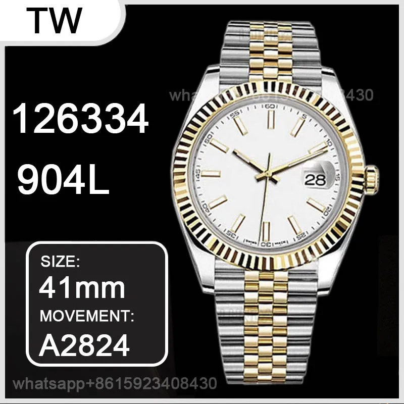 

Men's Mechanical Watch 41mm 126334 TW 1:1 Best Edition 904L Steel Jubilee Oyster Bracelet 2824 Movement AAA Watch replica