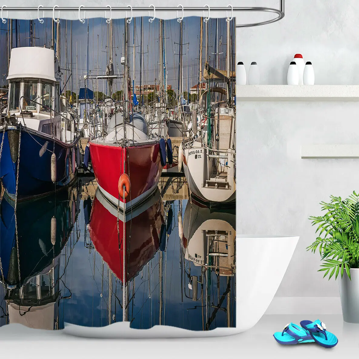 

Fabric Waterproof Port Pier Ship Shower Curtain Bathroom Unique Accessory