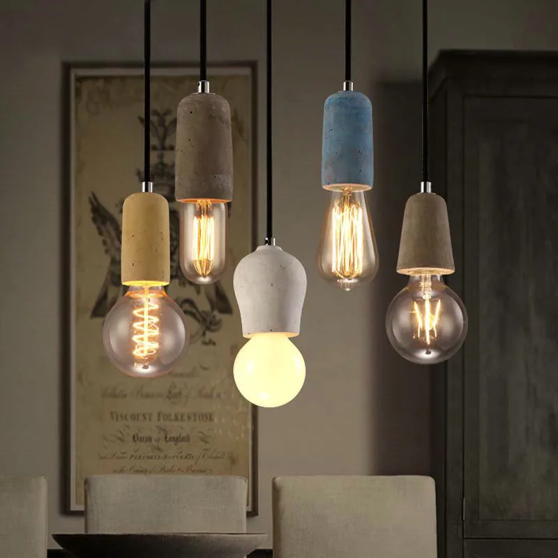 

Retro Industrial Cement Pendant Light Bathroom Dining Room Aisle LED Concrete Pendant Lamp E27 Edison Base Holder Kitchen Island