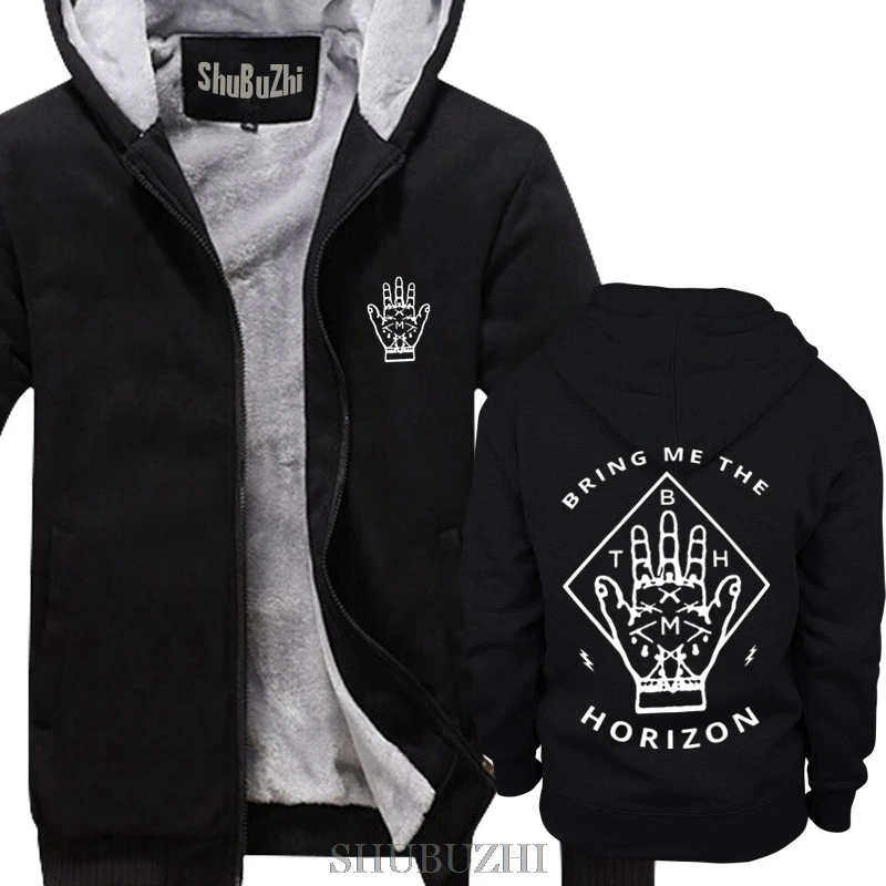 Мужская зимняя теплая толстовка с капюшоном плотное флисовое пальто Bring Me The Horizon H BMTH man Повседневный брендовый спортивный костюм теплое пальто Евро размер - Цвет: thick black