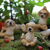 5pcs mini puppy sculpture cute yoga dog statue resin figurine diy bonsai decoration for desk outdoor fairy garden decor ornament