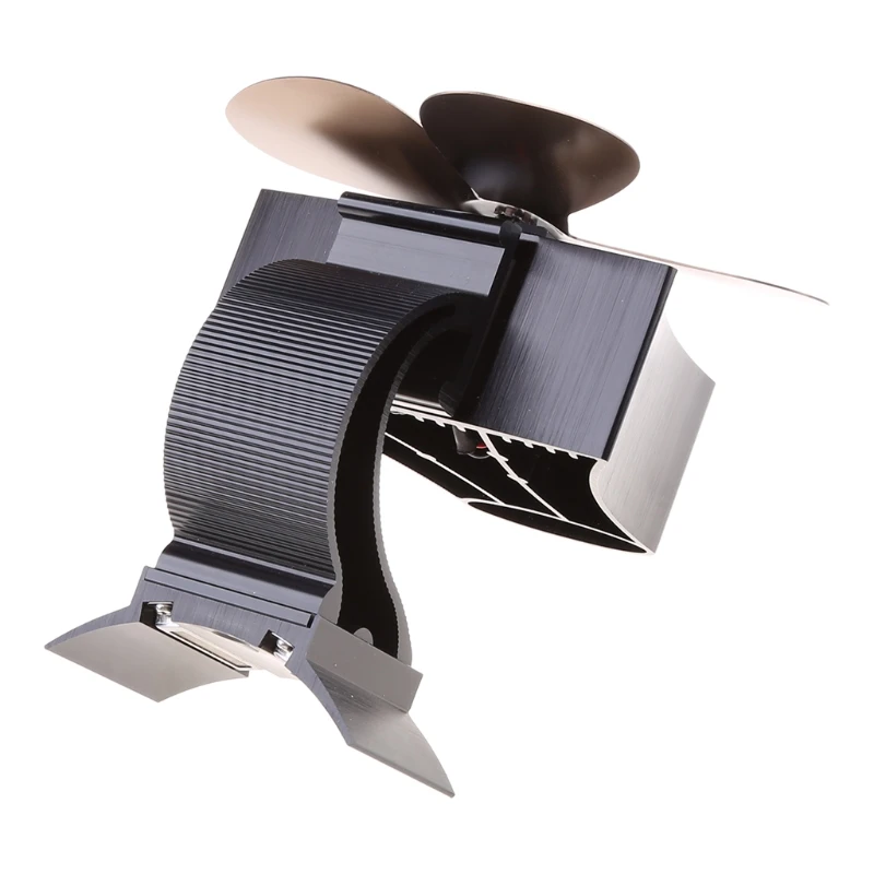 

Hot Wall Mounted Heat Self-Powered Fireplace Stove Fan Quiet With 4 Blades