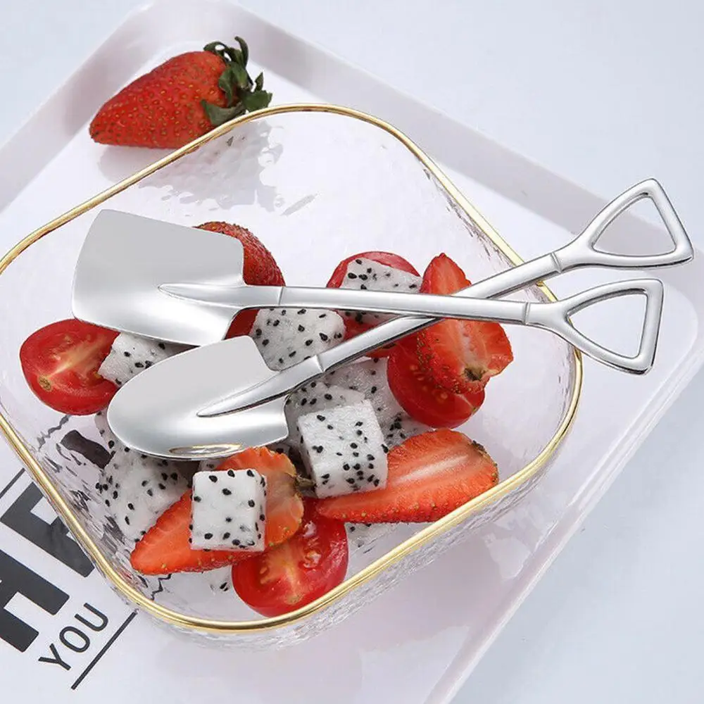 

Mini 304 Steel Spade Shovel Coffee Spoon Long Spoon Tea Spoon Spoon Dessert Strring Handle Fruit Tableware Teaspo C5U6