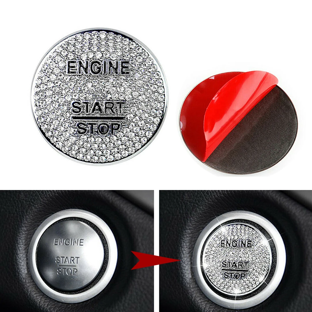 

Automobiles Start Switch Button Decorative Diamond Rhinestone Car Engine Start Stop Button Trim Cover Sticker For Mercedes Benz
