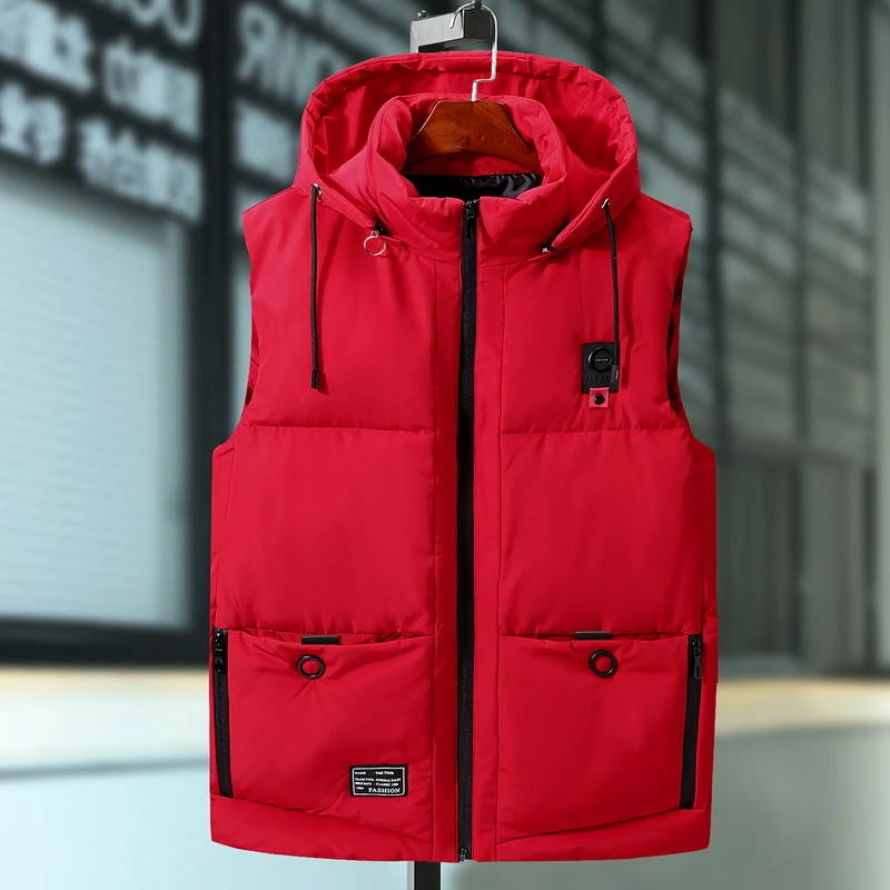 

Vest Men Plus Size 6XL 7XL 9XL Casual Winter Sleeveless Jacket Male Hooded Thick Warm Parka Jacket Waistcoat Men Winter vest