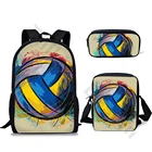Школьные ранцы THIKIN для мальчиков-подростков, детские рюкзаки с Баскетбольным принтом, индивидуальный мультяшный комплект из 3 предметов, сумки для книг