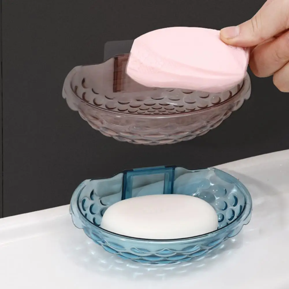 

40%HOTSoap Box Wall Mount Quick Drainage Base Acrylic Stable Adhesive Soap Dishes for Bathroom