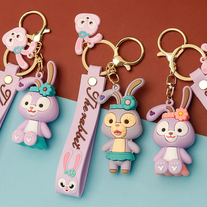 Брелки для ключей с изображением кролика розового фиолетового серого цветов |