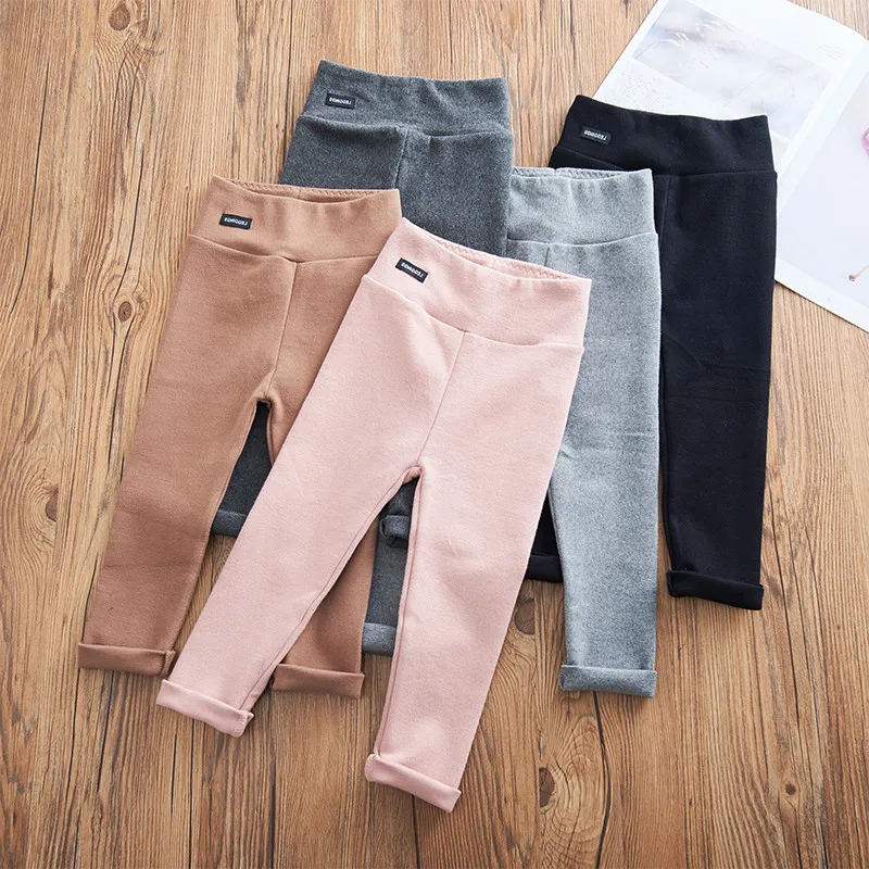 

WLG girls casual pants kids solid black gray pink brown skinny all match pant baby girl spring autumn trousers