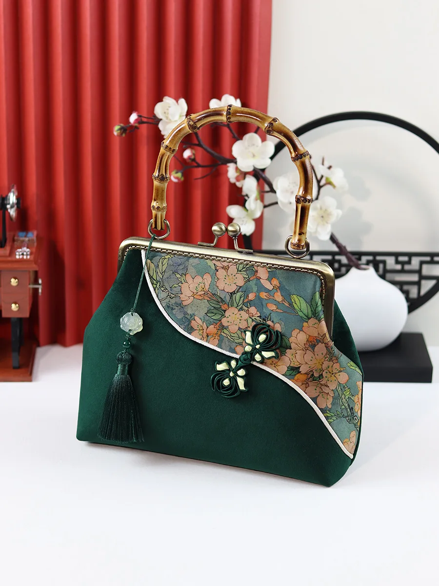 Hanfu Handbag Qipao Handbags Chinese Style Vintage Print Cheongsams Shoulder Crossbody Bags For Women Purses Shell Phone Bag