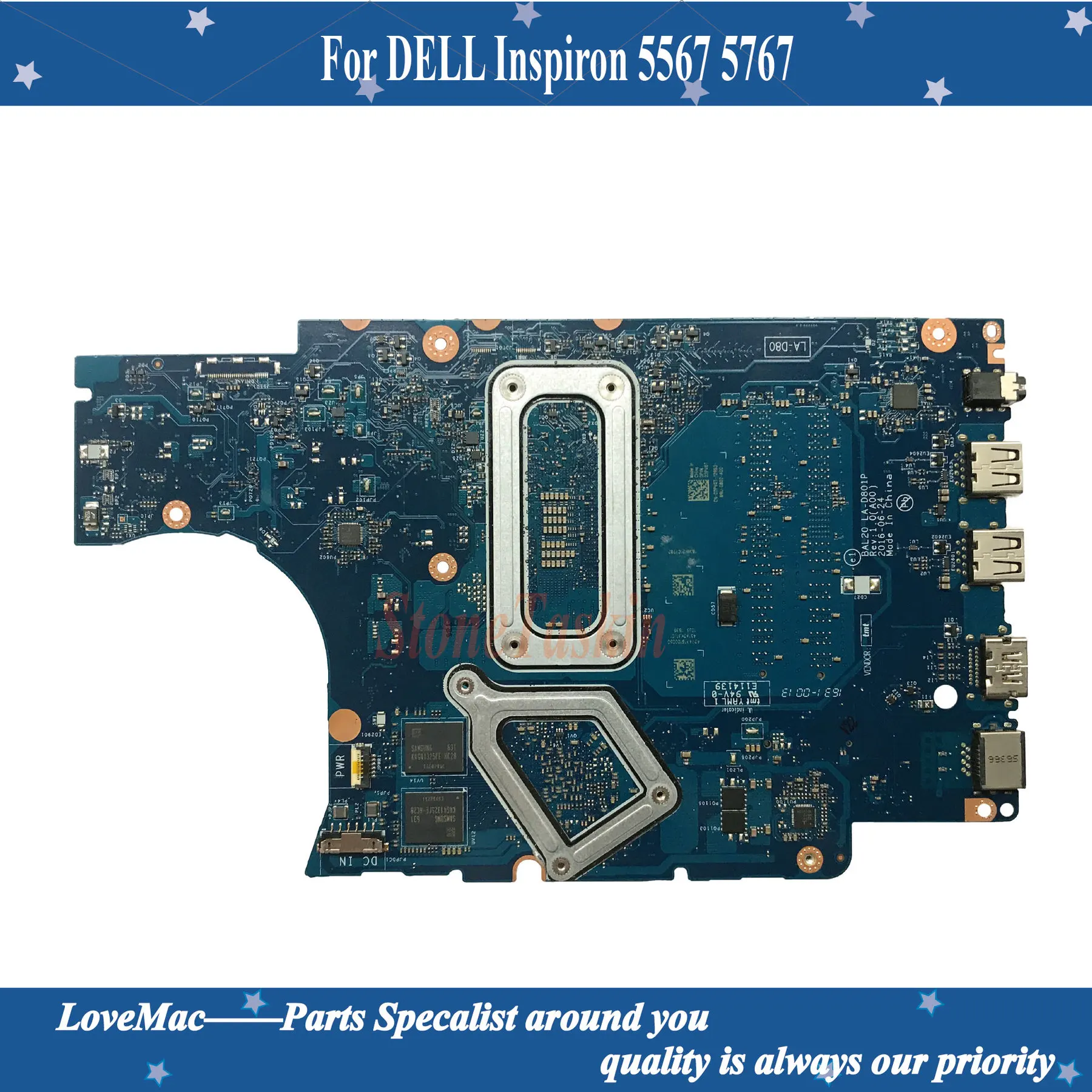 High quality CN-02PVGT For DELL Inspiron 5567 5767 Laptop Motherboard I5-7200U CPU LA-D801P BAL20 0J2PVGT 2PVGT tested | Компьютеры и