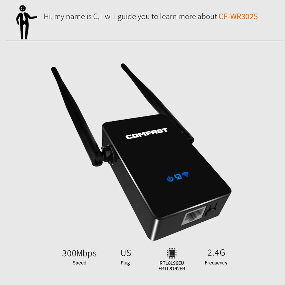 

For Comfast CF-WR302S 300M WiFi Repeater Antenna Signal Amplifier Booster Router Extender Wireless Repeater Access Point US Plug