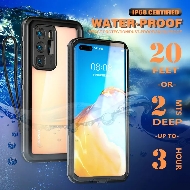 Ударопрочный водонепроницаемый чехол для телефона Huawei P40 Pro P30 P20 Lite 360 силиконовый