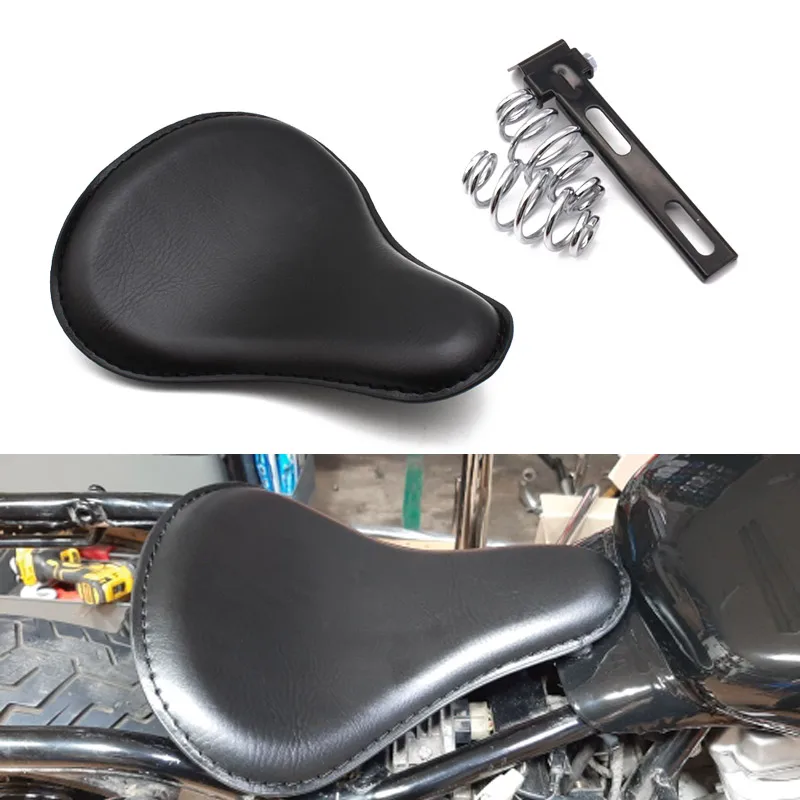 Motorcycle Leather Solo Passenger Seat Cover Cowl Pad For Harley Sportster Bobber Chopper Custom |
