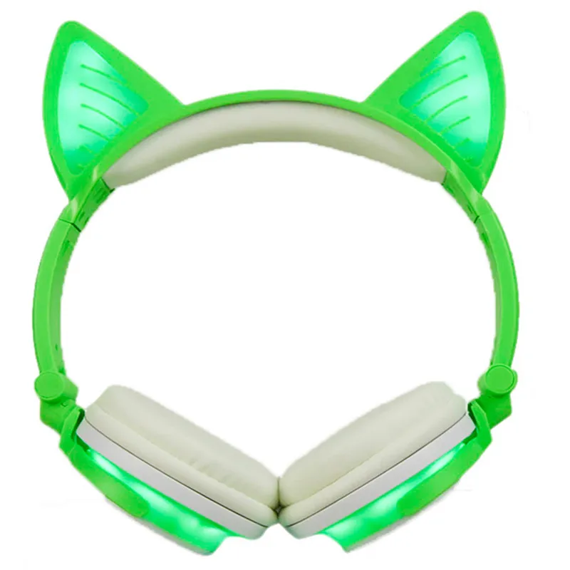 Наушники Bluetooth Беспроводные гарнитуры Складные дети LIMSON Наушники Cat Ear Light Up 3,5 мм Штекерный кабель с микрофоном Совместимость с iPhones iPad Laptop BBL108