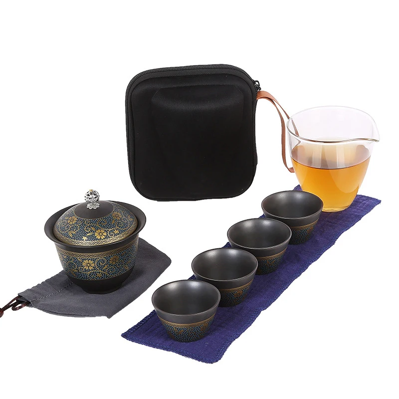 New Ceramic Teapot One Pot Four Cup Outdoor Travel Kung Fu Tote Bag Set Tcup Teaset Chinese Tea | Дом и сад