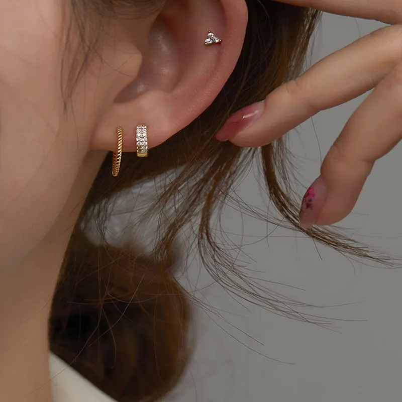 

FMILY Minimalist 925 Silver Needle Fashion All-match Temperament Zircon Earrings Retro Light Luxury Jewelry Gift for Girlfriend