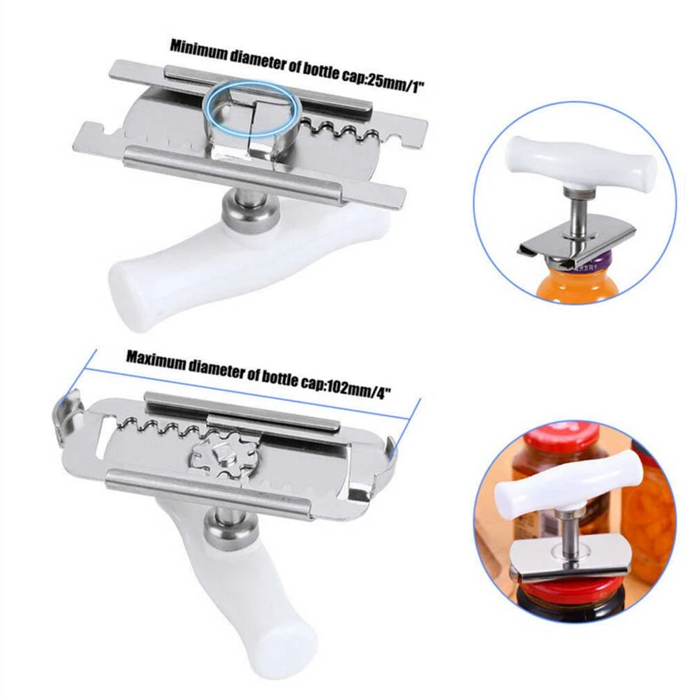 

Adjustable Stainless Steel Jar Bottle Opener Easy Twist Off Can Lid Remover Tool Multifunctional Non-slip Bottle Opener